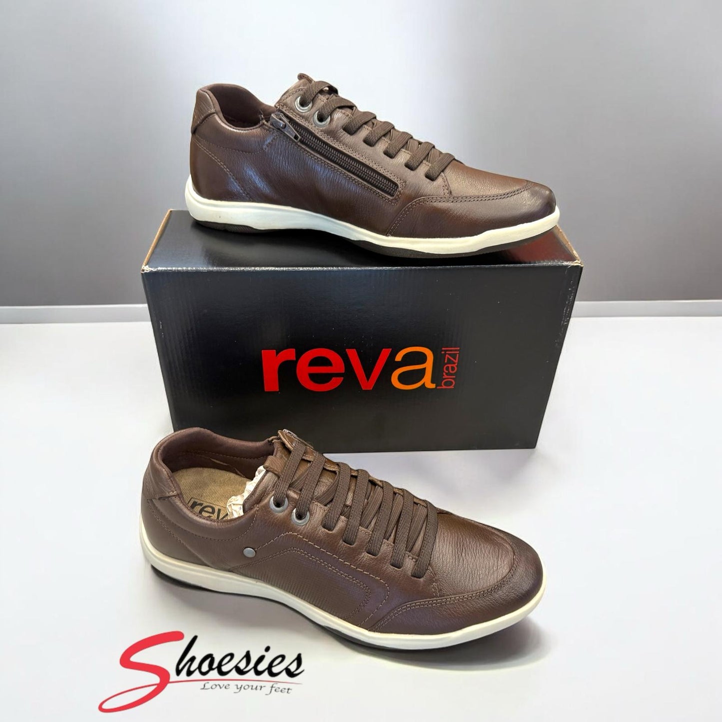 Reva Hulk - Mens Leather Shoes - Chocolate (Brown)