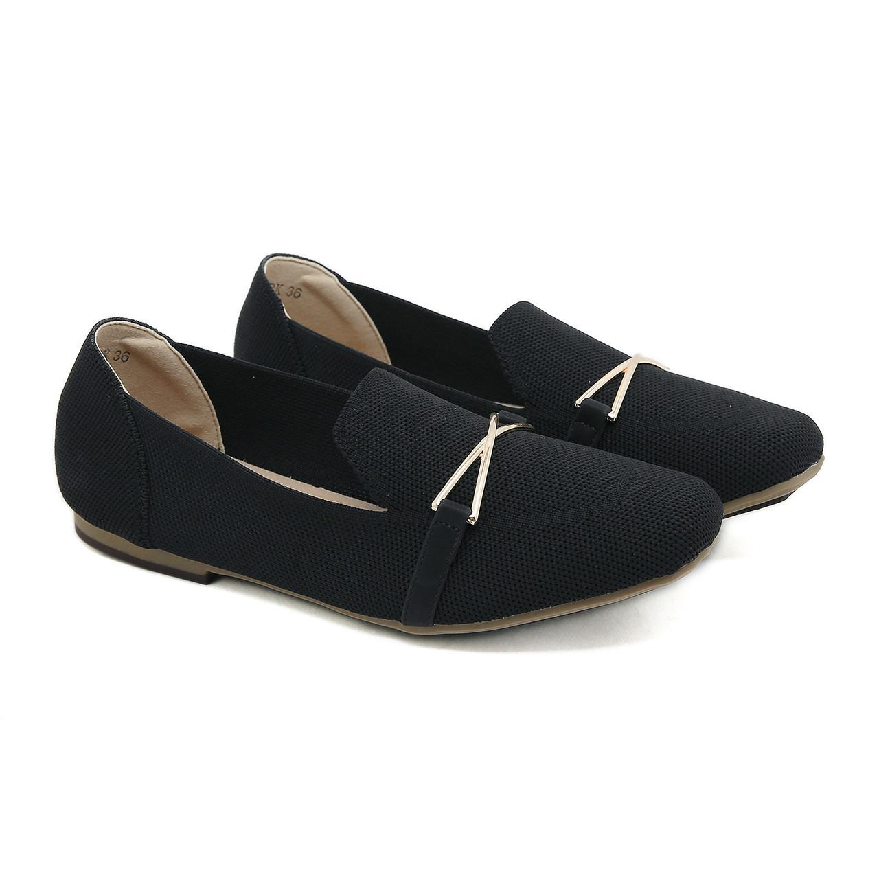 sheshe Margot - Black Knit Fabric Loafer