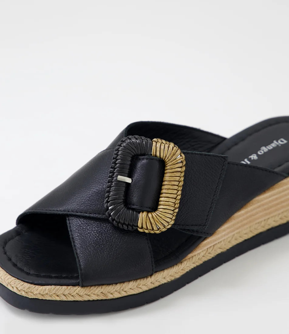 Django & Juliette Iveta Slide - Black Leather