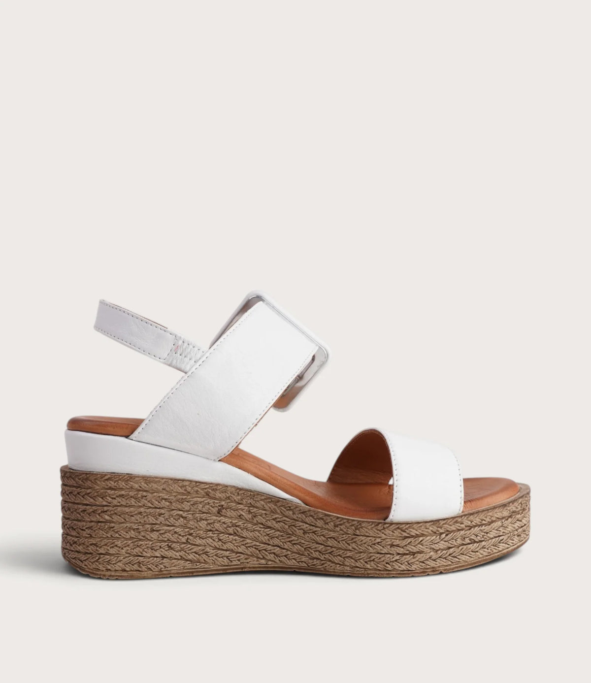 Sala Los Altos – White Leather Wedge Sandals
