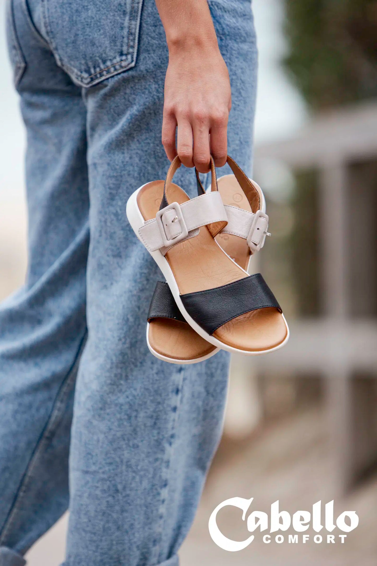 Cabello Pepe Sandal - Black Leather