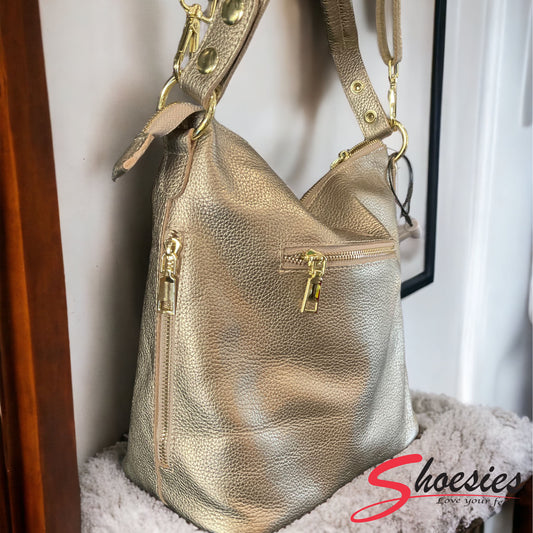 sheshe Australia - Carmella Gold Leather Shoulder Bag