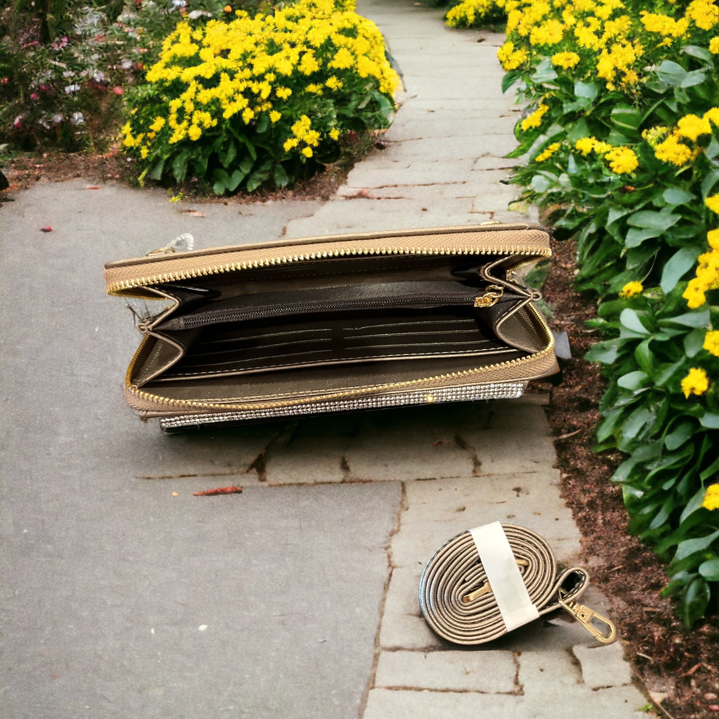 Diamante Zip Purse - Bronze