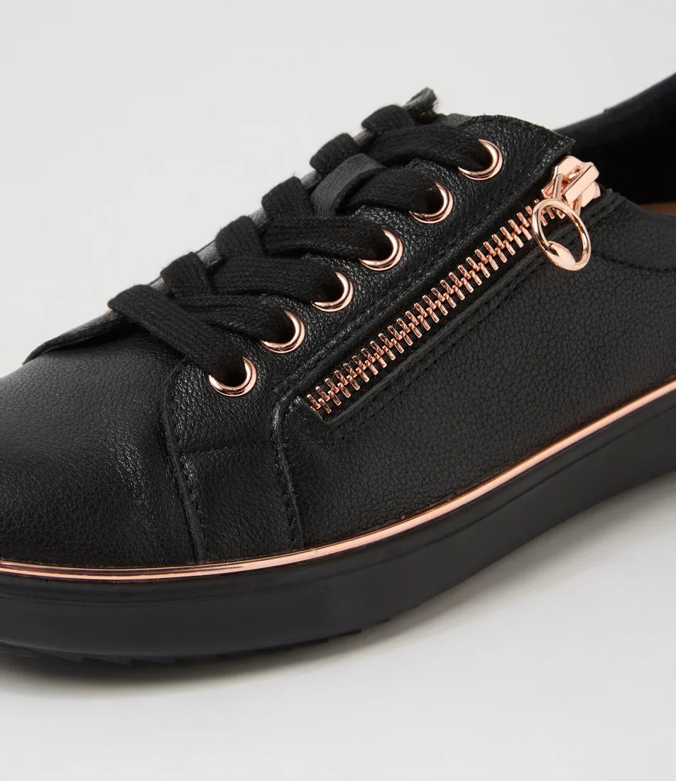 Supersoft LINCON D Leather Sneakers - Black Rose Gold