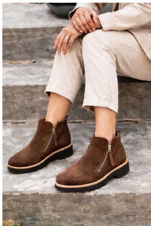 DOTTIZ by Django & Juliette Suede Leather Ankle Boot - Chocolate