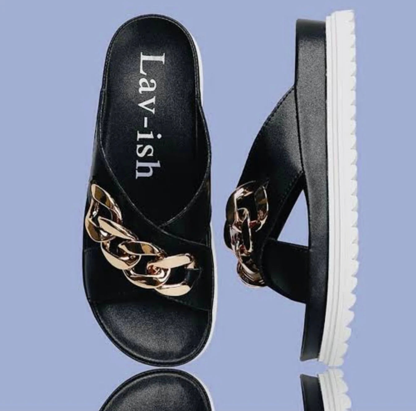 LAV-iSH LVSDLE Crossover Chain Slides - Black