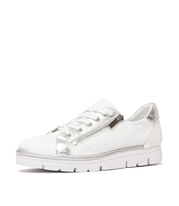 Top End Elos White/Silver Leather Sneakers