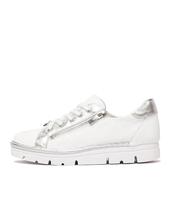 Top End Elos White/Silver Leather Sneakers