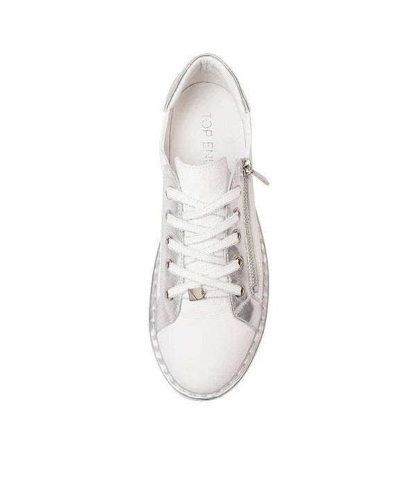 Top End Elos White/Silver Leather Sneakers