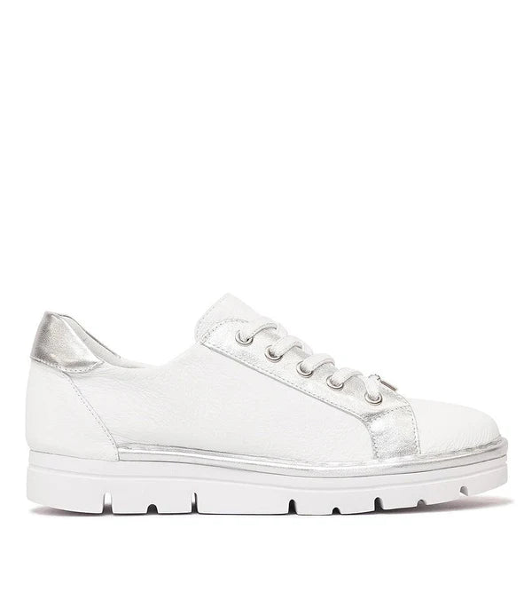 Top End Elos White/Silver Leather Sneakers