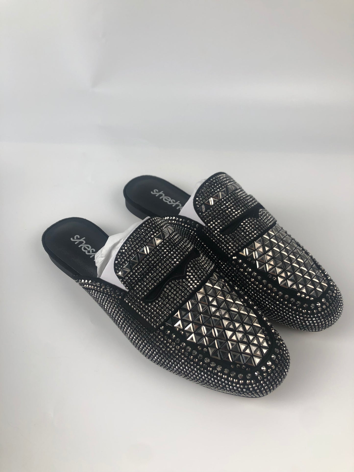 sheshe Greta Slide - Nero in Black with Rhinestones