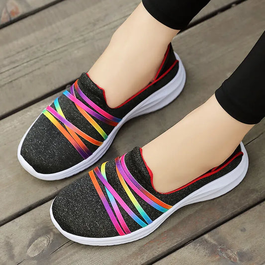 Mouna - Womens Flexi casual sport shoe - Black Multi