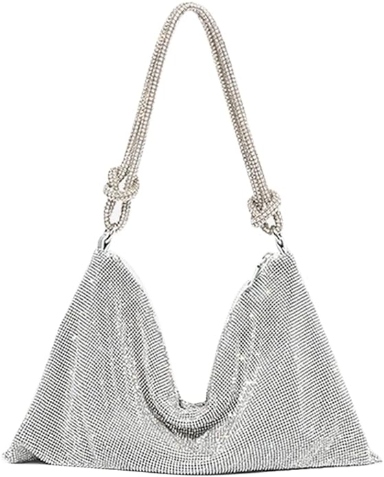 Rhinestone Purse Evening Bag - Silver