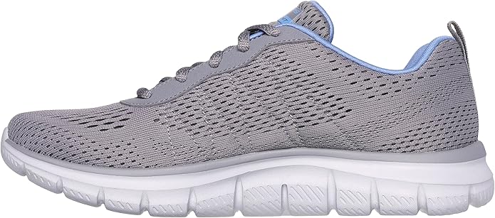 Skechers Womens Track New Staple Memory Foam Lace Up Shoes - Grey/Blue