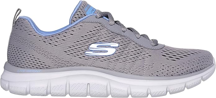 Skechers Womens Track New Staple Memory Foam Lace Up Shoes - Grey/Blue