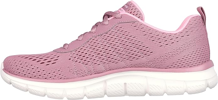 Skechers Womens Track New Staple Memory Foam Lace Up Shoes - Dark Rose/Pink