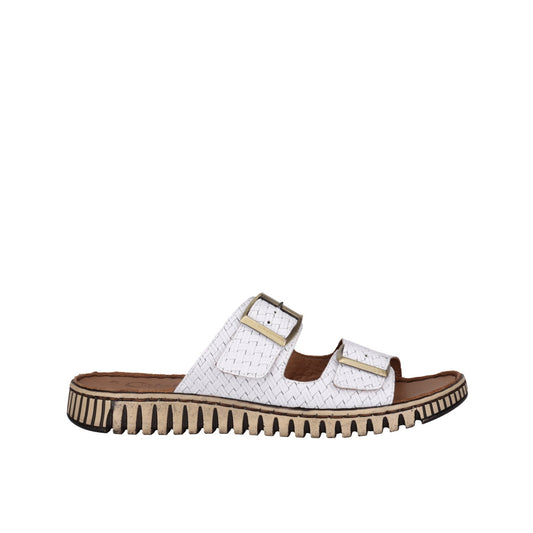 Cabello Aztec Slide - White Leather
