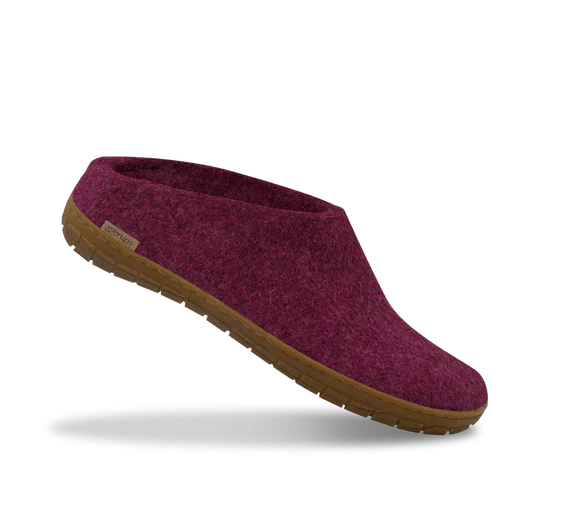 Glerups Felt Slip-On – Cranberry Natural Wool