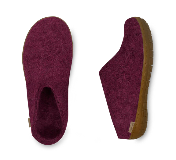 Glerups Felt Slip-On – Cranberry Natural Wool