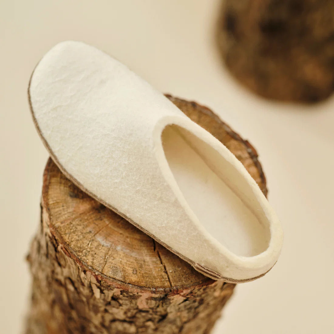 Glerups Felt Slip-On – White Natural Wool