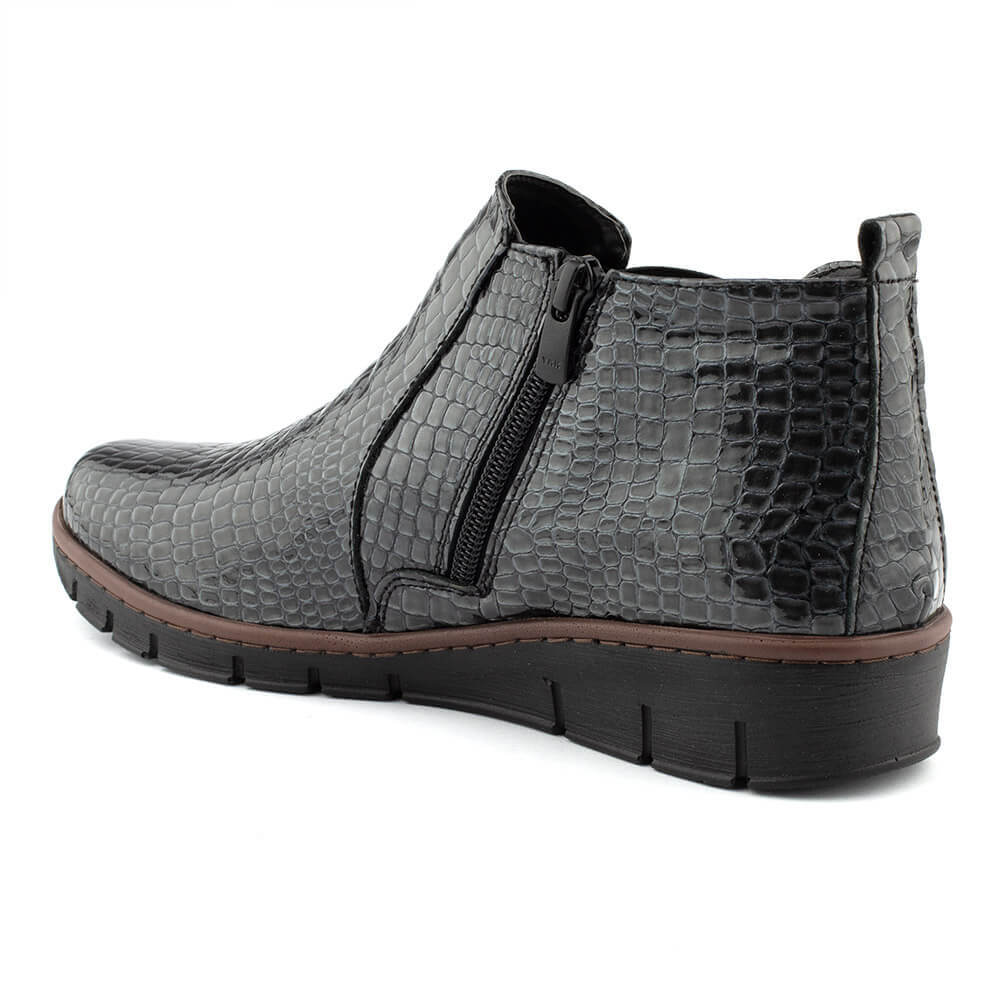 Cabello Comfort Ankle Boot CP452-22 - Black Croco