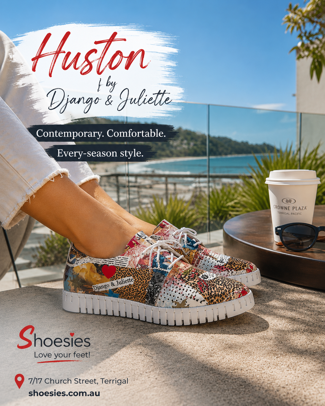 Django & Juliette Huston Collage Print Patent Leather Sneakers - Collage