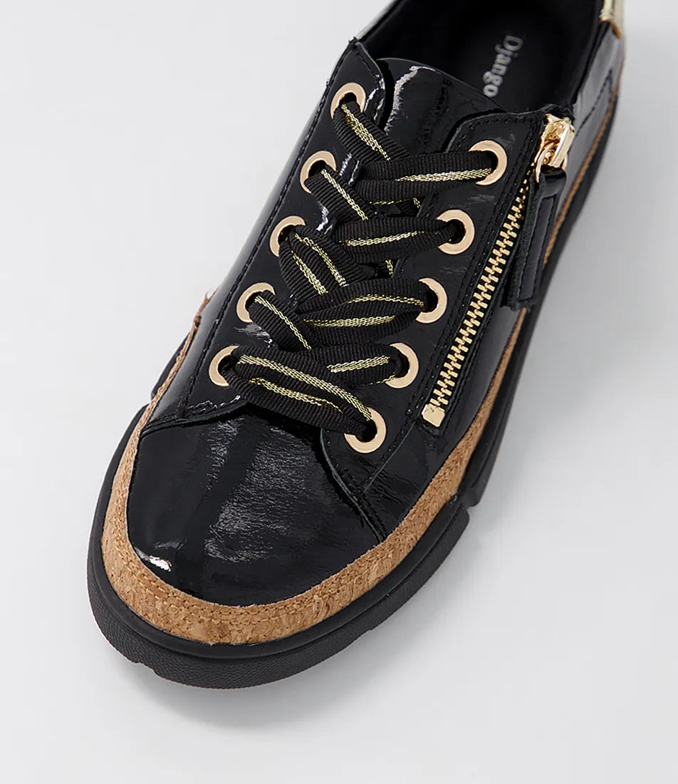 Torayne Multi Lace up Flats - Black Gold