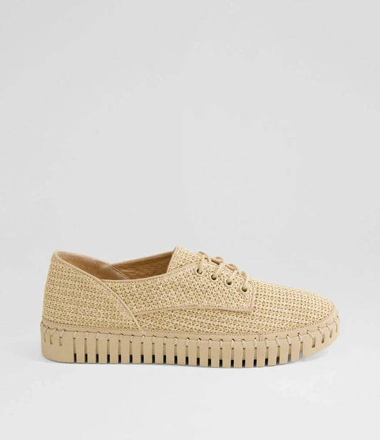 Django & Juliette Hamburg Camel Synthetic Raffia Sneakers - Natural