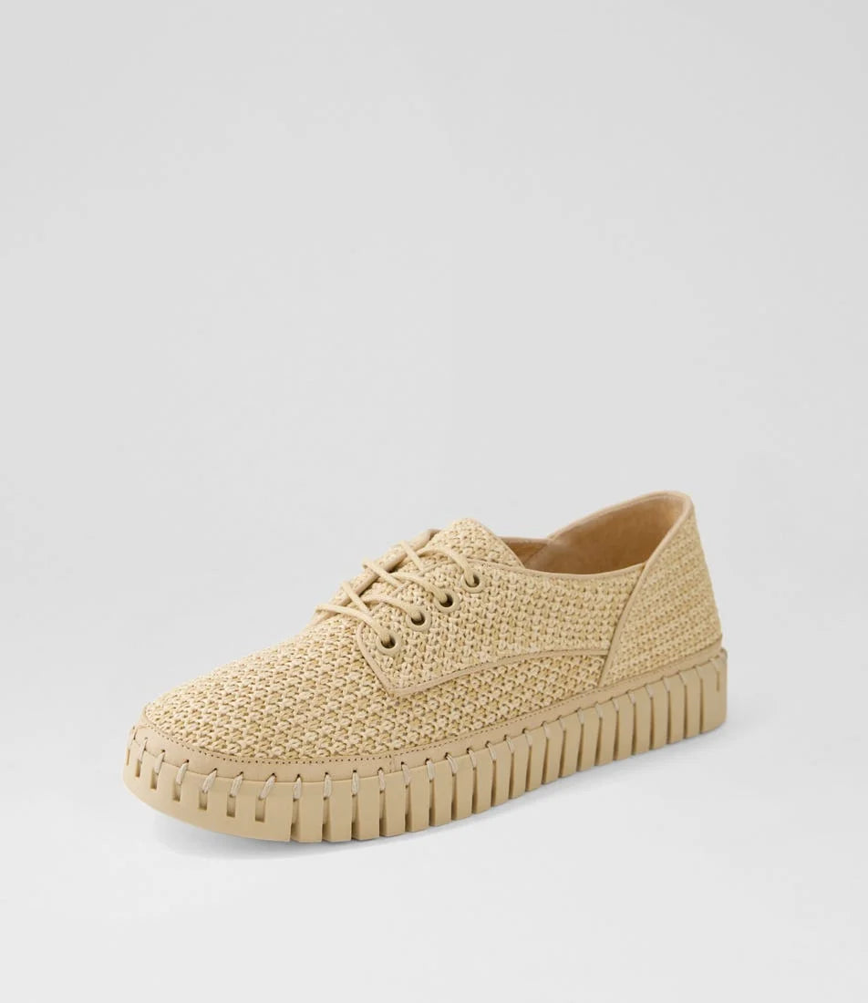 Django & Juliette Hamburg Camel Synthetic Raffia Sneakers - Natural