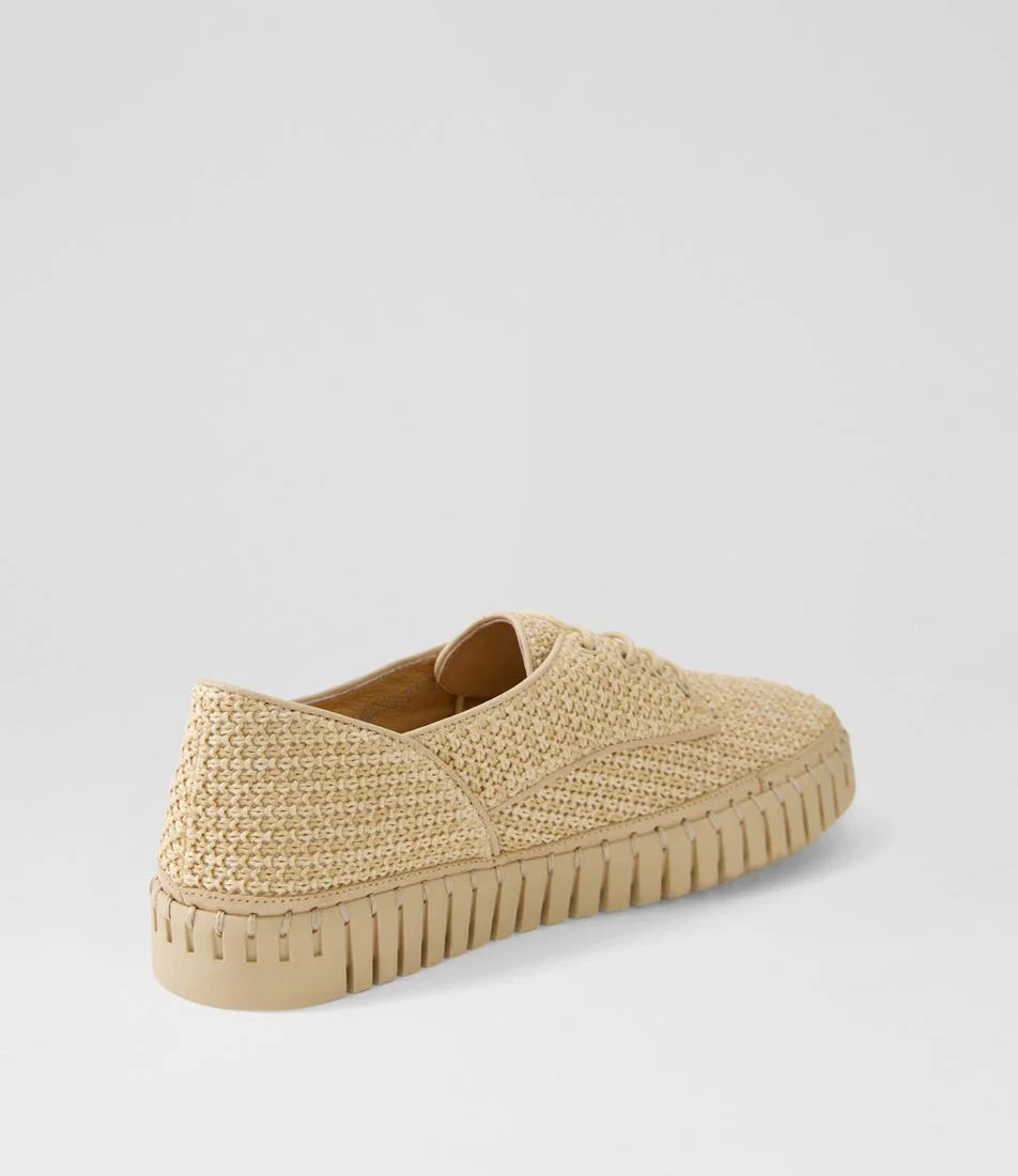 Django & Juliette Hamburg Camel Synthetic Raffia Sneakers - Natural
