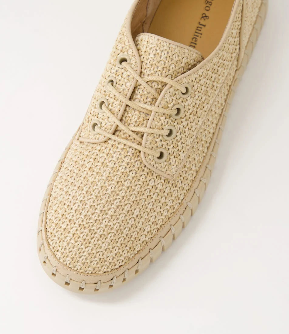Django & Juliette Hamburg Camel Synthetic Raffia Sneakers - Natural