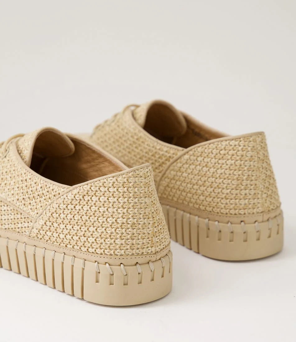 Django & Juliette Hamburg Camel Synthetic Raffia Sneakers - Natural