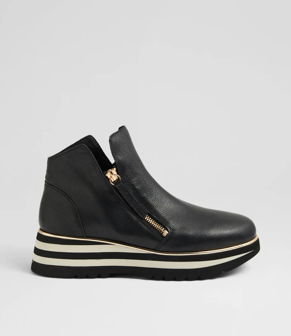 Django & Juliette - Evol Black Leather Ankle Boots