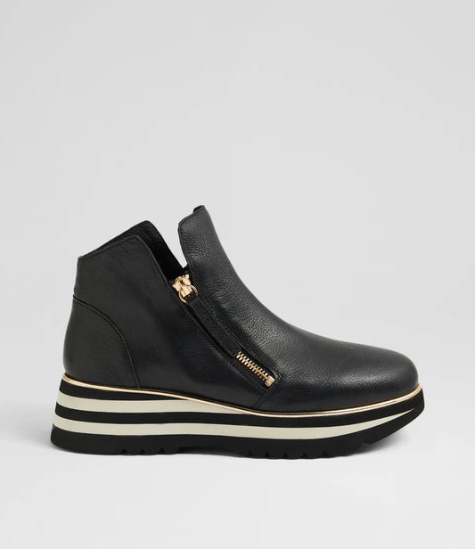 Django & Juliette - Evol Black Leather Ankle Boots
