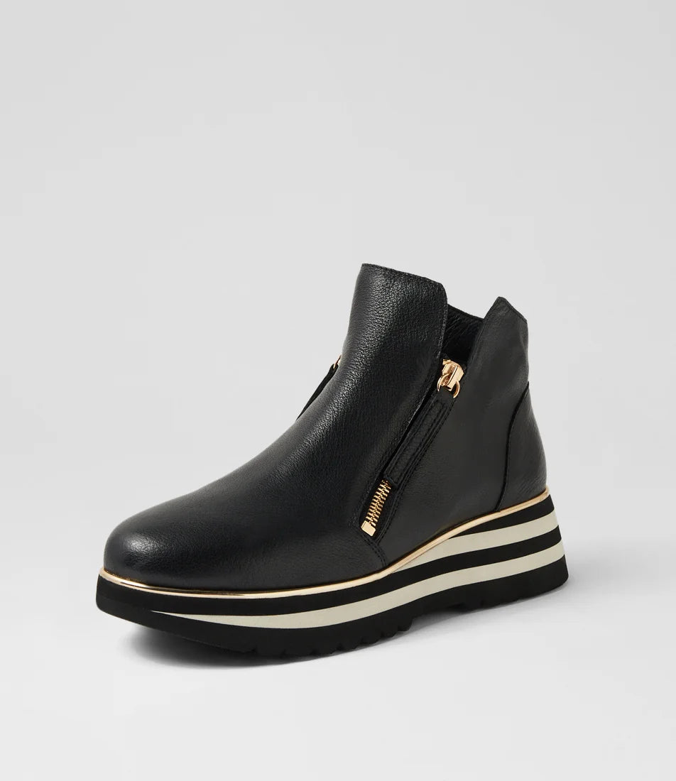 Django & Juliette - Evol Black Leather Ankle Boots