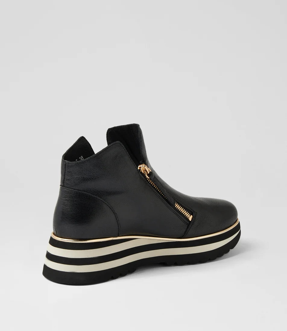 Django & Juliette - Evol Black Leather Ankle Boots