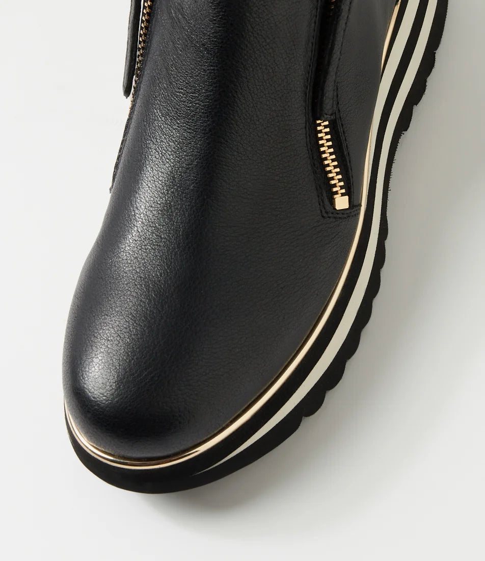 Django & Juliette - Evol Black Leather Ankle Boots