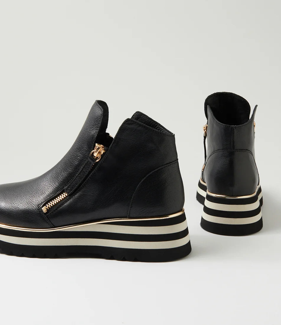 Django & Juliette - Evol Black Leather Ankle Boots