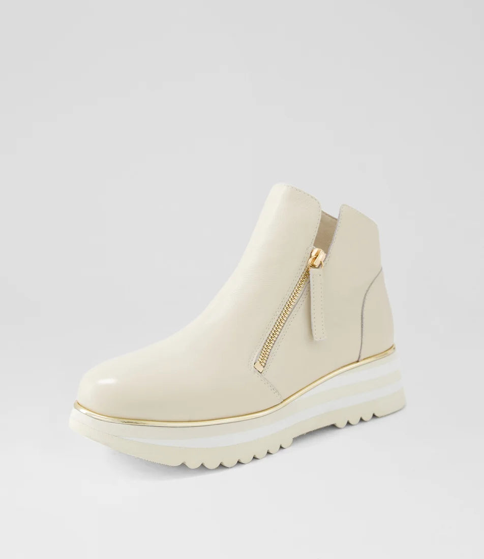 Django & Juliette - Evol Milk Leather Ankle Boots