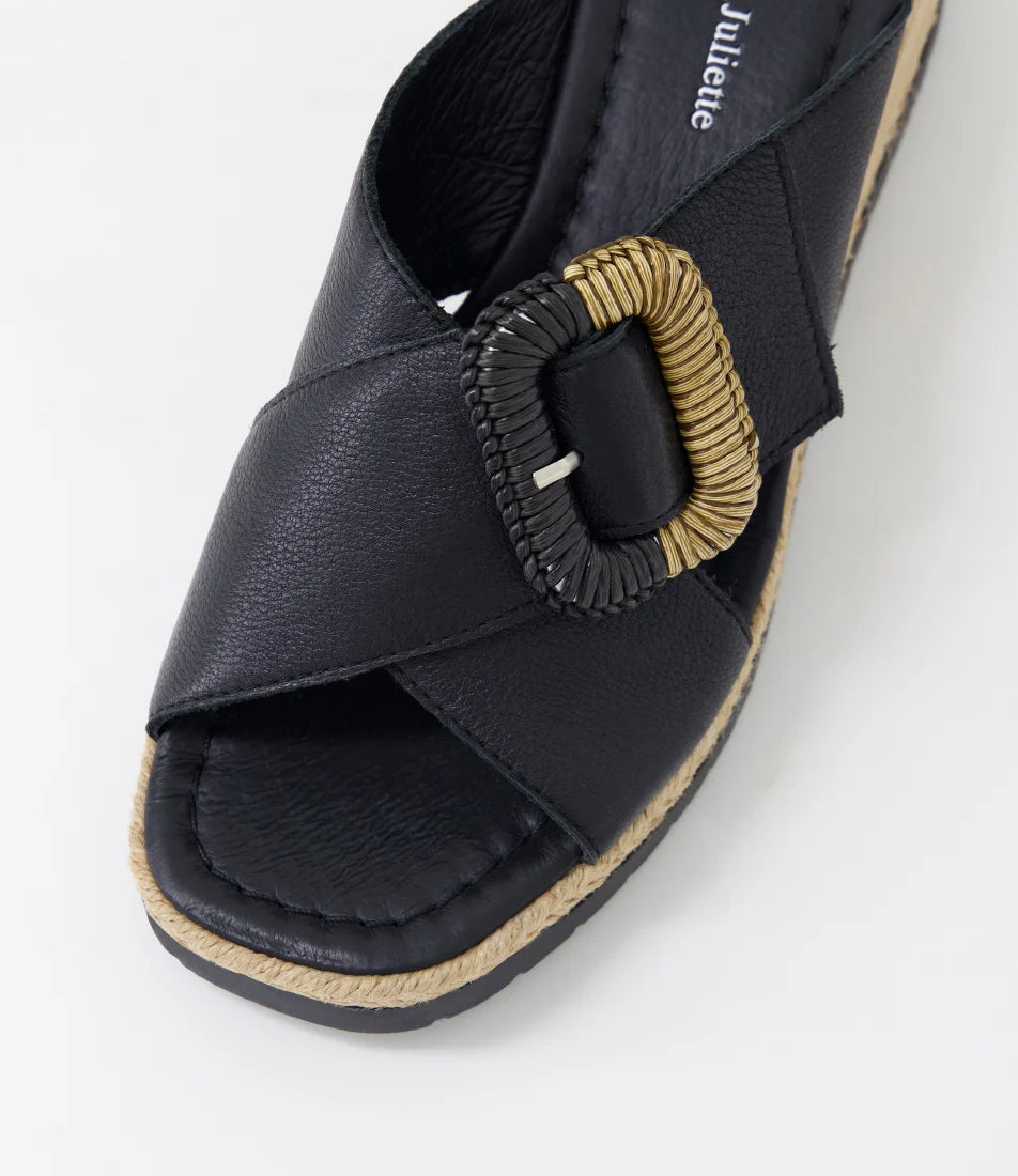 Django & Juliette Iveta Slide - Black Leather