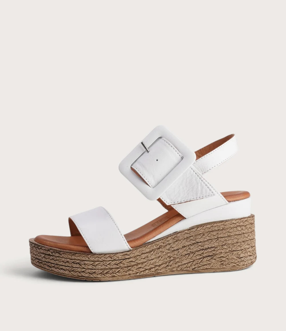 Sala Los Altos – White Leather Wedge Sandals