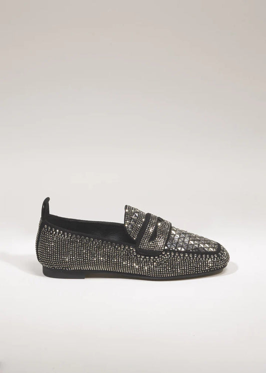 sheshe Christel Loafer - Nero in Black with Rhinestones