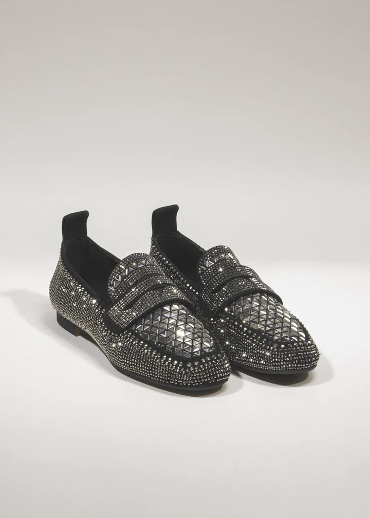 sheshe Christel Loafer - Nero in Black with Rhinestones