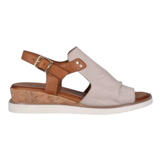 Cabello Alina Wedge Sandal - Taupe Leather