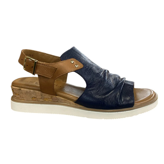 Cabello Alina Wedge Sandal - Navy Leather