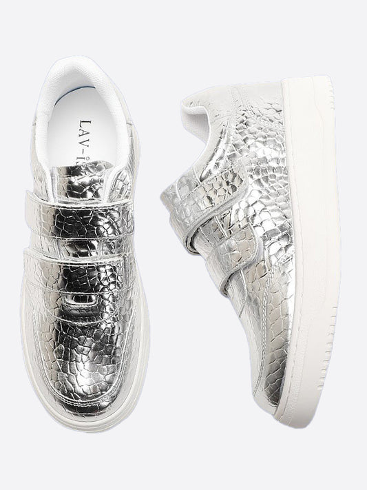 LAV-iSH Velcro Crocodile Sneaker LVSNKCRO - Silver