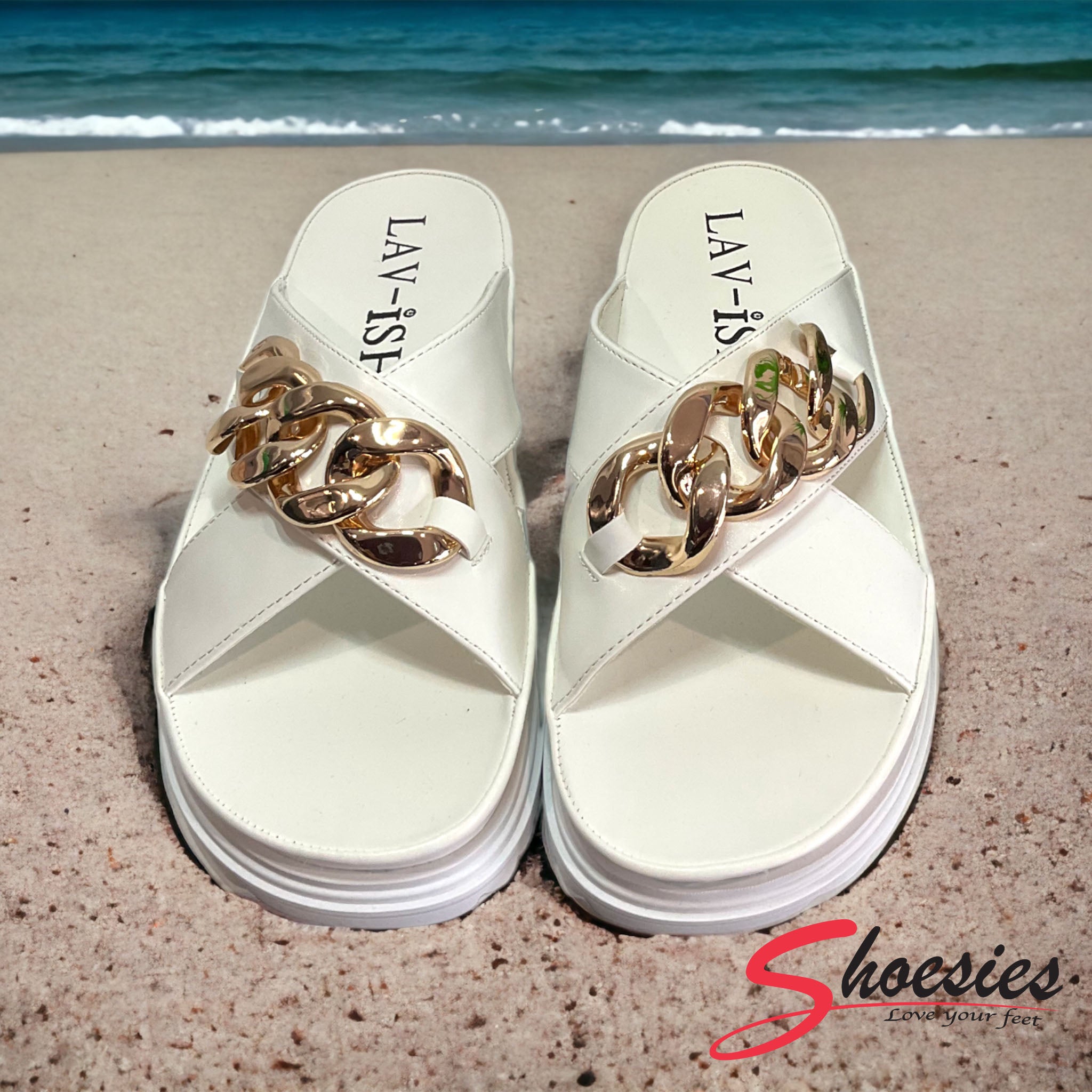 LAV-iSH Crossover Slides LVSDLE - White – Shoesies