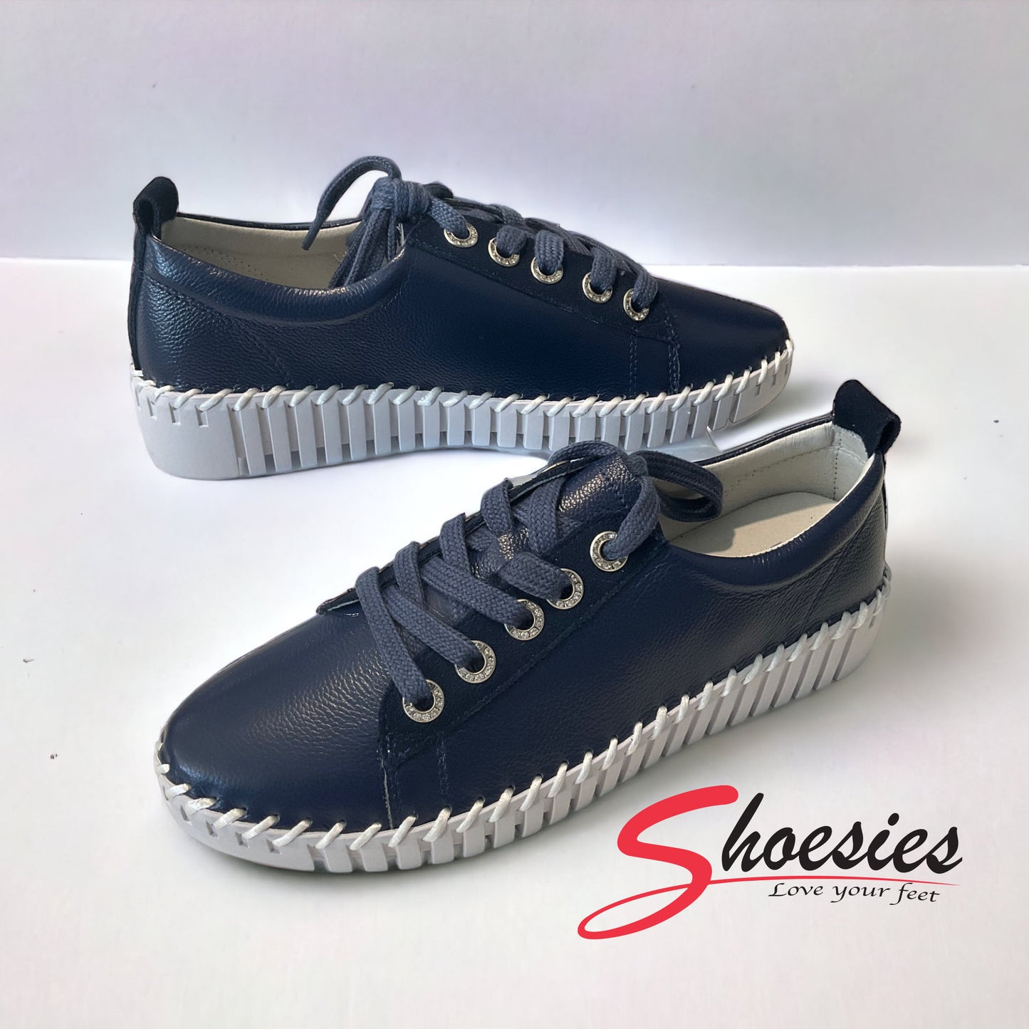 LAV-iSH Leather Sneakers LVLTPT - Navy