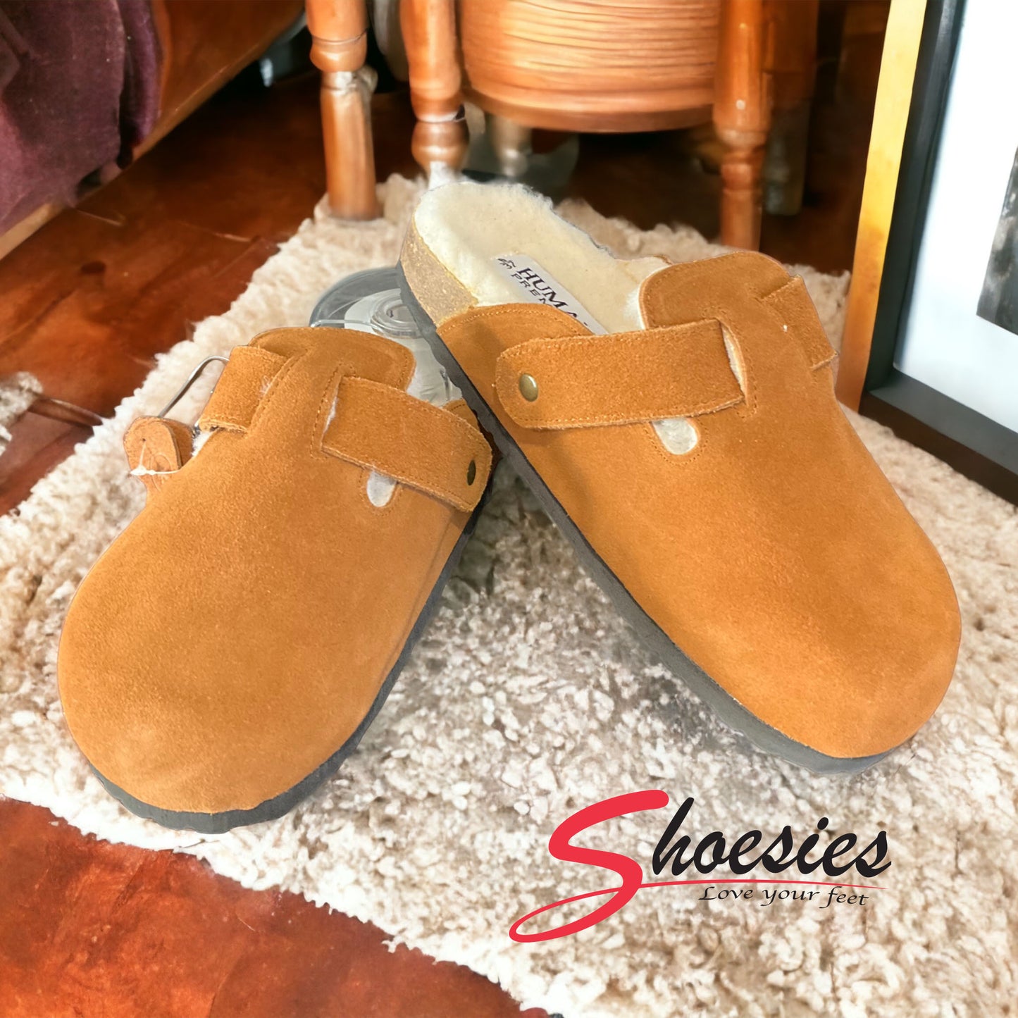 Human Premium Lego Suede Clog - Tan Suede