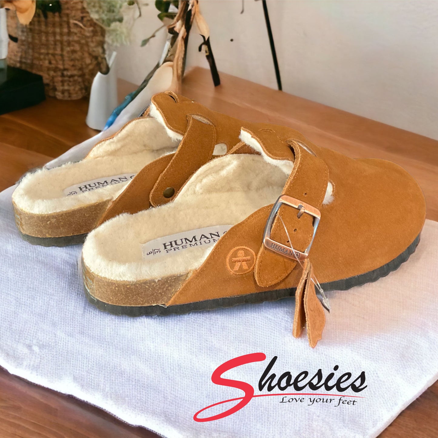 Human Premium Lego Suede Clog - Tan Suede